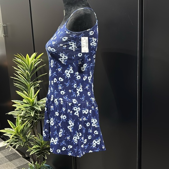 PLACE Spaghetti Strap, floral print, navy blue summer dress - Picture 2 of 10